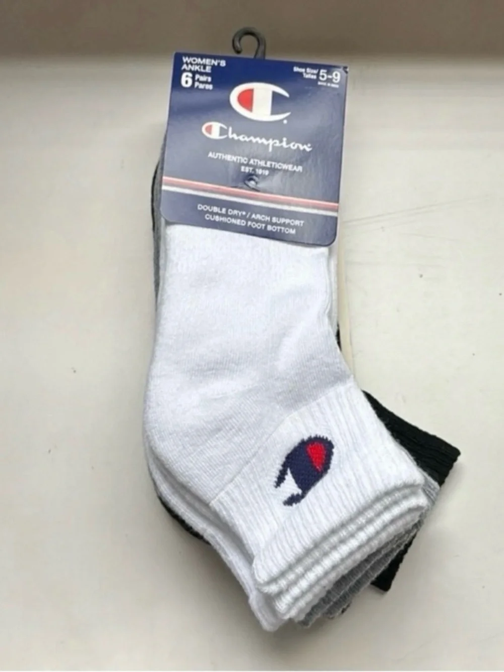 New Champion Socks Women’s 6 Pair Gray,Black & White Ankle Socks Athletic Casual
